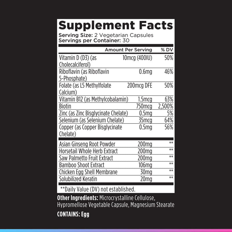 Livingood Daily Hair, Skin & Nails Vitamins, Biotin + Collagen, 60 Capsules | 14-in-1 Supplement for Healthy Hair Growth, Clear Skin, and Nail Strengthener, Biotin + Collagen + Keratin, Made in USA