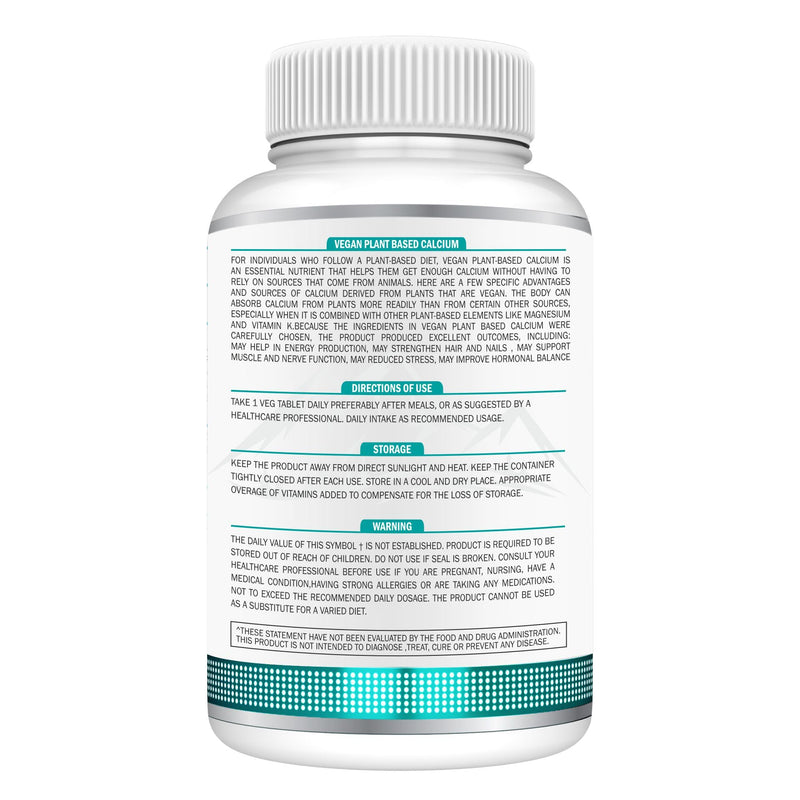 Vegan Plant Based Calcium 90 Tablets | Multivitamins | Dietary Tablets with Mineral and Vitamins Help in Bone Health, Muscle Health, Heart Health for Men & Women