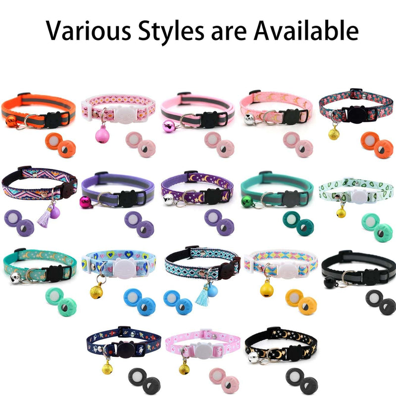 Airtag Cat Collar Breakaway, Safety Kitten Collar with Apple Airtag Holder,Cute GPS Cat Collar with Bell[Black], Lightweigh Tracker Cat Collars for Girl Boy Cats, Kittens and Puppies black moon - BeesActive Australia