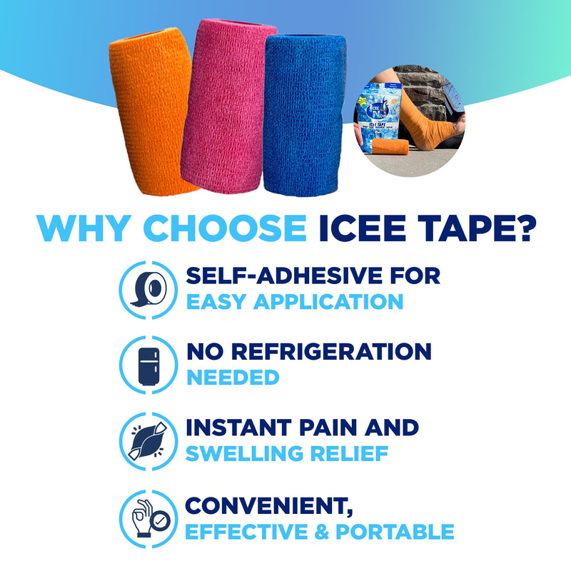 ICEE Tape – Self-Adhering Compression Wrap, Instant Cooling Sensation, No Refrigeration Needed (Blue) Blue - BeesActive Australia