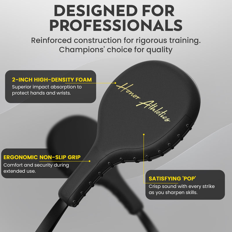 Honor Athletics Professional Boxing and MMA Punching Paddles (Pair) Black