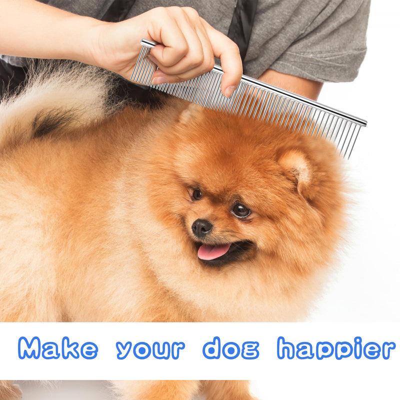 Pack of 2 pet comb stainless steel, cat brush, 2 in 1 dog comb, professional cat brush, dog comb for long hair, cat undercoat brush, to remove tangles and knots for long-haired dogs, cats - BeesActive Australia