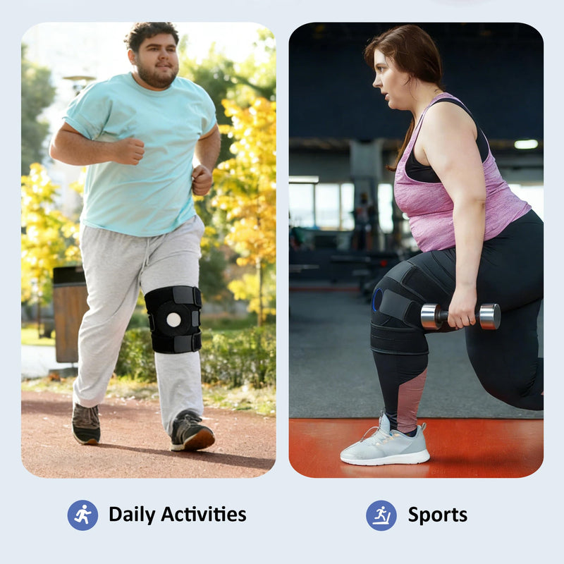 Plus Size Knee Brace for Obese Women & Men - Adjustable Knee Support for Meniscus Tear, Arthritis Pain, Compression with Side Stabilizers (4XL/5XL/6XL) 4XL/5XL/6XL
