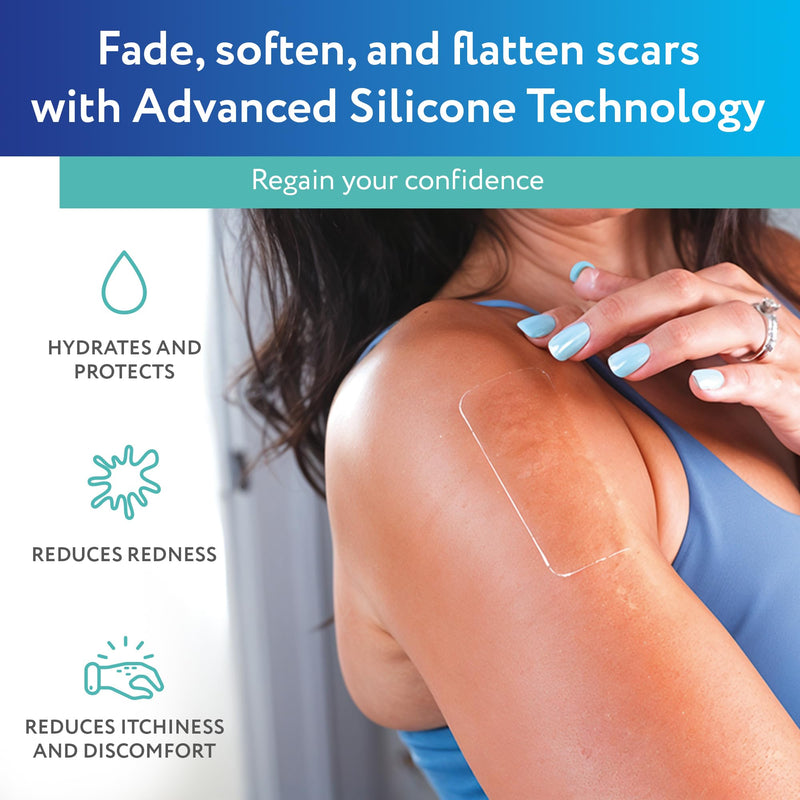 ScarAway Advanced Clear Silicone Scar Sheets, Medical Grade Silicone Strips (1.5" x 3") Scar Treatment and Prevention for Surgical, Burn, Body, Hypertrophic & Keloid Scar Treatment, 10 Clear Sheets 10 Count (Pack of 1)