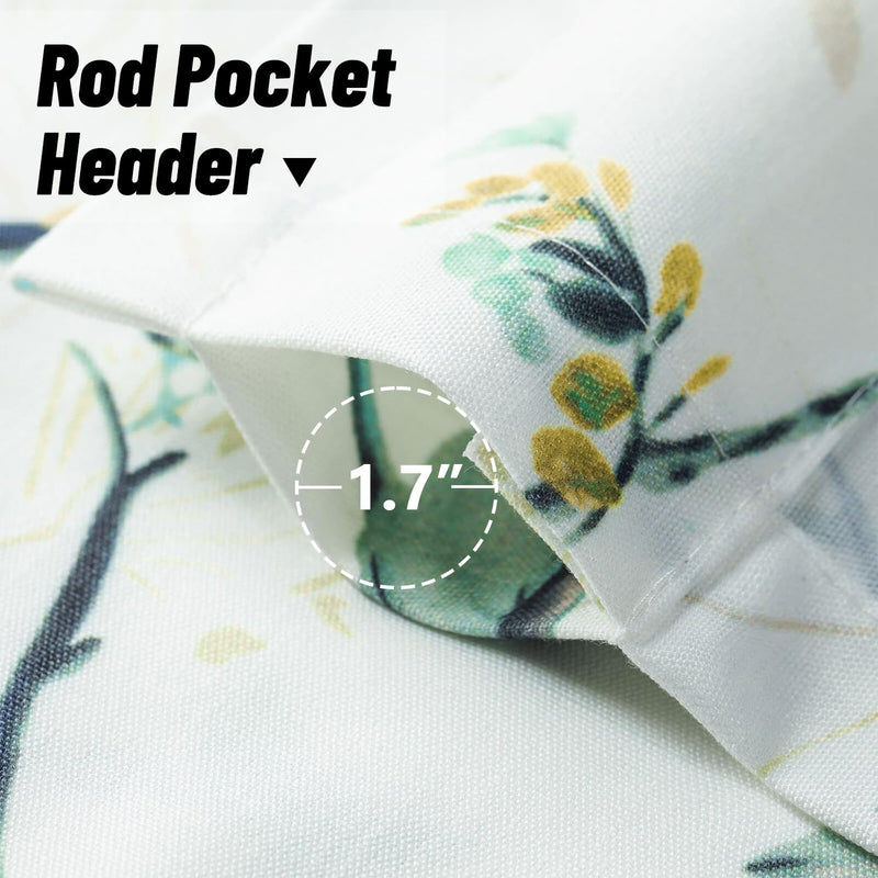 Leeva Birds Vines Printed Curtains Valance for Kitchen Bath Laundry Bedroom Living Room, Rod Pocket Semi-Blackout Valances for Windows, 52 x 18 Inch, Green Birds, One Panel 52"W x 18"L | One Panel - BeesActive Australia