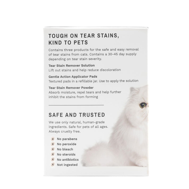 Eye Envy Cat Tear Stain Remover Starter Kit | Tear Stain Essentials in one kit at a 2-Step System | Lasts 30-45 Days | Solution 2 fl.oz, Applicator Pads 30 Count and Powder 0.5oz
