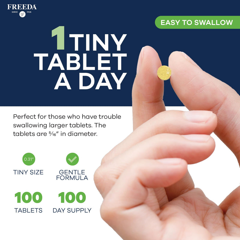 Freedavite Tiny Tablet - Moderate Multivitamin for Men and Women - Vitamin A, C, D, E, B1, B2, B6, B12, Biotin, Calcium, Zinc, Iron, Magnesium, Manganese, Copper, Selenium, Iodine - 100 Count | Supports Energy, Immunity, Bone & Brain Health – 20 Essent...