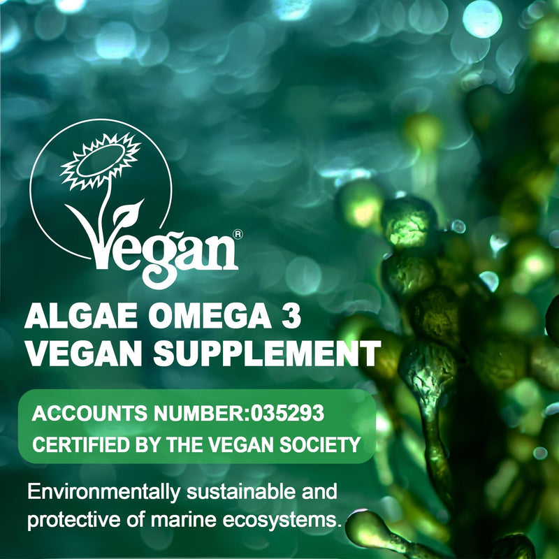 Omega 3 Gummies 2200mg from Algae Oil (DHA 640mg & EPA 290mg) for Women & Men, Vegan Omega 3 Fish Oil Alternative, w/CoQ10, Astaxanthin, Vitamin A, E, D3 for Brain, Eye, Antioxidant,Sugar Free 2Packs 60 Count (Pack of 2)