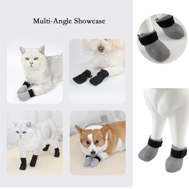 4Pcs Cat Scratch Cover for Nursing Rehabilitation Cat Boots Adjustable Cat Bath Bath Gloves，Anti-Scratch Pet Grooming Booties for Bathing Grey - BeesActive Australia