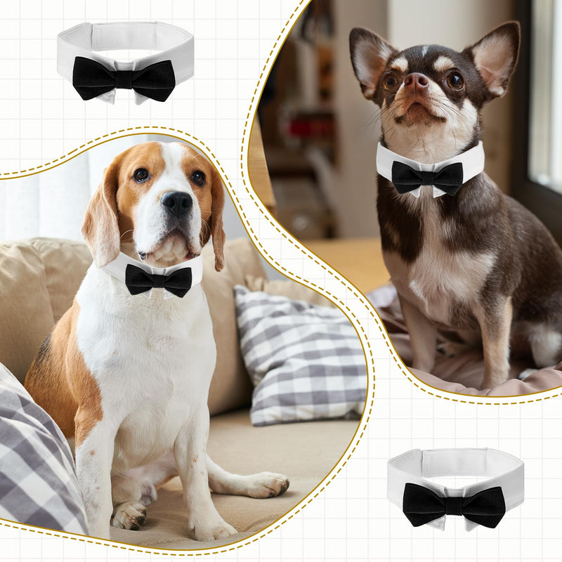 Dog Bow Tie Dog Bowtie Tuxedo Collar Bow Tie Dog Collar Black Bowtie with Handcrafted Adjustable White Collar Formal Pet Cat Necktie Collar for Medium Large Boy Dog Wedding Grooming Bows Birthday Gift - BeesActive Australia