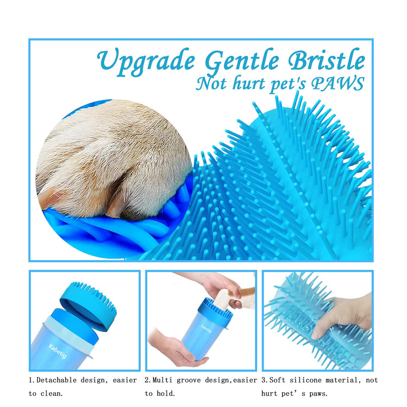 Large/Extra Large Dog Paw Washer for Dogs - Big Pet Foot Cleaner Cup with L/XL Size for Larger Breeds Large(3Towels&Brush) Blue - BeesActive Australia