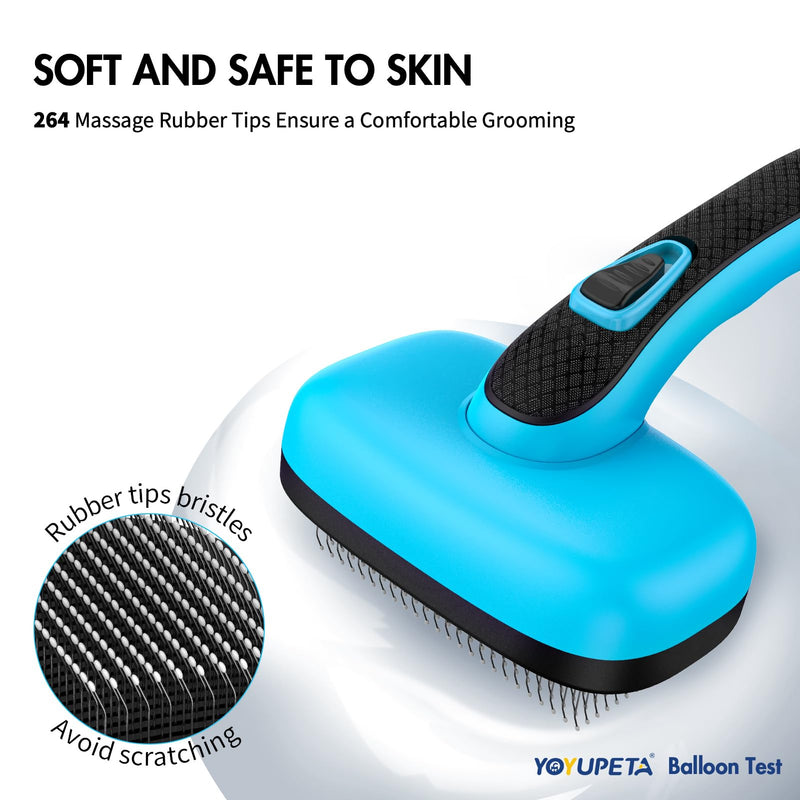 Dog Self Cleaning Slicker Brush for Shedding, Ideal for Short Long Haired Dogs, Including Cat. Removes Loose Fur, Undercoat, Mats, Tangled Hair. Suit for Small Medium Large Animal, Blue - BeesActive Australia