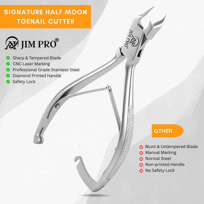 Signature Half Moon Toenail Cutter – 5.75" Stainless Steel Nail Clipper for Thick, Hard & Ingrown Toenails – Precision Pedicure Tool for Men & Women - BeesActive Australia