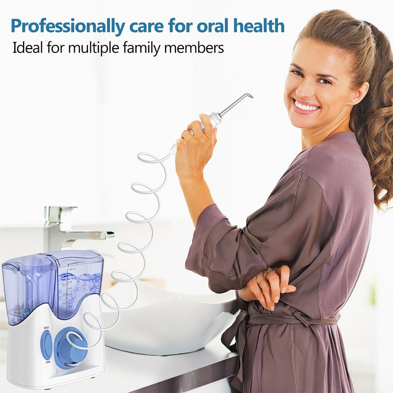 H2ofloss¬Æ Dental Water Flosser for Teeth Cleaning with 13 Multifunctional Tips&800ml Capacity, Professional Countertop Oral Irrigator Quiet Design(HF-9) White