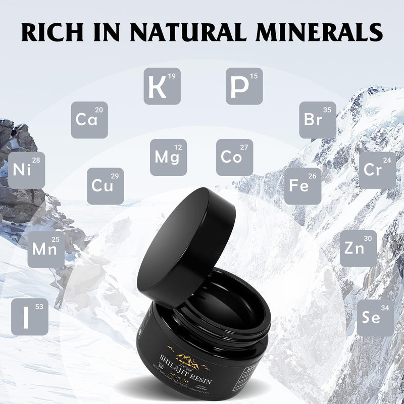Shilajit Pure Himalayan Organic, Shilajit Resin 600mg Maximum Potency Natural Organic Shilajit Resin with 85+ Trace Minerals & Fulvic Acid for Energy, Immune Support, 30 Grams 1.05 Fl Oz (Pack of 1) - BeesActive Australia