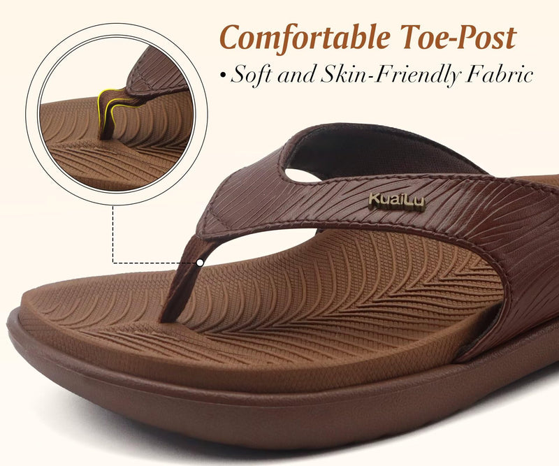 KuaiLu Women's Orthotic Arch Support Flip Flop Sandals 8.5 Brown