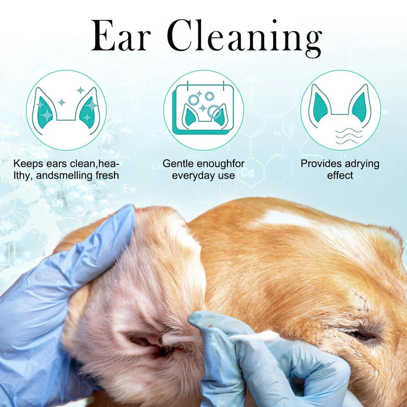 Dog Ear Cleaner,Removes Dirt, Grease, Earwax Buildup And Unpleasant Odors. Safe And Mild, Suitable for Daily Cleaning of Dogs.