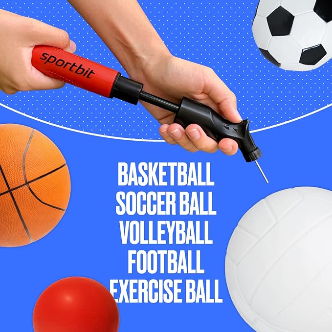(Sportsbit) Sportbit Ball Inflator, Portable, Includes 5 Inflator Needles, E-Book Included, For Basketball/Soccer/Rugby/Volleyball Balls - BeesActive Australia