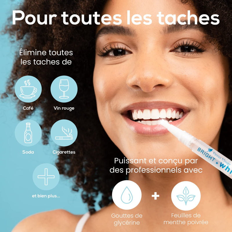 Venus Visage Teeth Whitening Pen (4 Pcs) - Effective Teeth Whitening Gel - 40+ Uses - Professional Formula - Mint Flavor - No Sensitivity 0.1 Fl Oz (Pack of 4) - BeesActive Australia