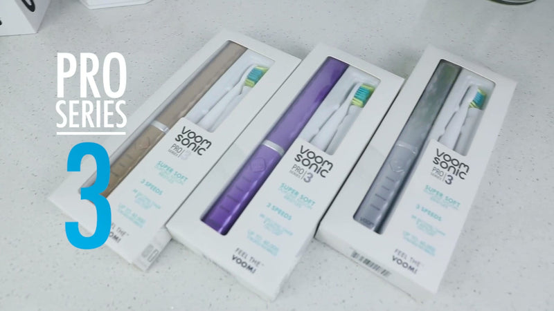 Voom Sonic Pro 3 Series Ultrasonic Electric Toothbrush for Adults (Silver) – USB Rechargeable 40,000 Strokes/Minute – 3 Speeds – Bathroom Essentials & Travel Essentials Silver