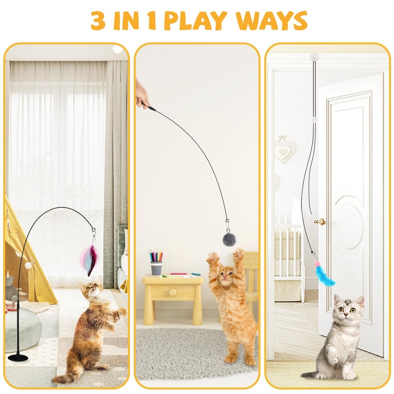 Cat Toys Replacement Cat Toy Wand Refills, 12 Pcs Cat Feathers Refill, Cat Toy Mouse Cat Wand Refill Attachments for Indoor Cats - BeesActive Australia