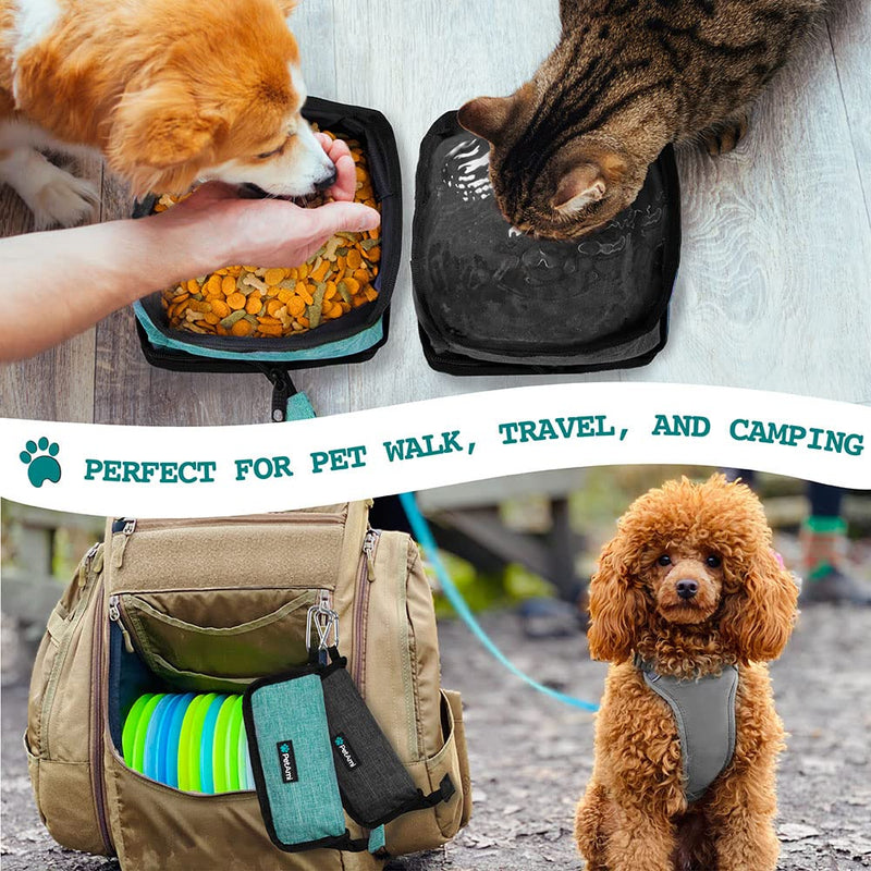 PetAmi Collapsible Dog Bowls 2 Pack, Food and Water Bowls Travel Set, Portable Pet Dish No Spill, Foldable Lightweight BPA Free Leakproof Bowls, Camping Hiking Walking Outdoor Gear Accessories, Blue Turquoise Blue - BeesActive Australia