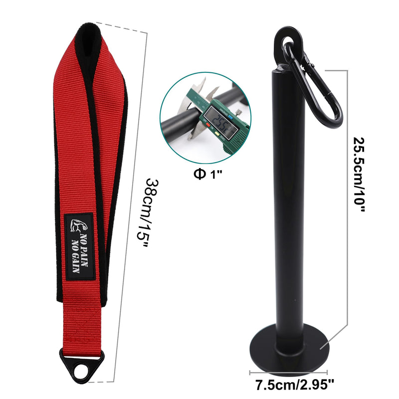 Arm Wrestling Training Strap Belt Hand Grip Arm Finger Forearm Exerciser Strengthener for Cable Machine and Free Weight red with 25mm loading pin