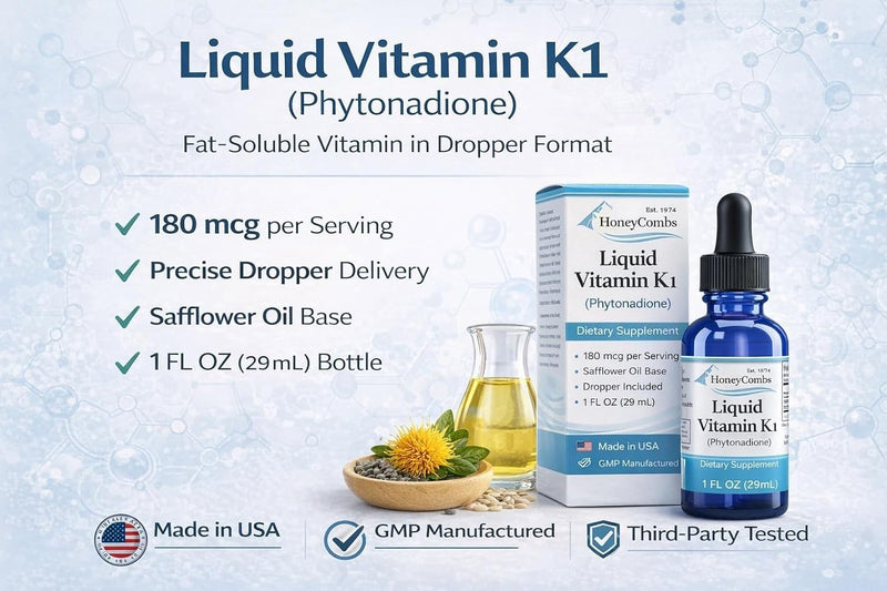 Vitamin K1 Liquid Drops, 1 oz | Safflower Oil, For Newborns and Adults, Oral Phytonadione Supplement, Made in USA 1 Ounce (Pack of 1)