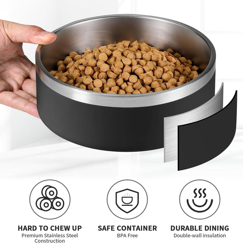 YINGFAN Stainless Steel Dog Bowls, 32 oz Non-Slip Dog Food and Water Bowls, 6.4 x 3 Inch, Black - BeesActive Australia