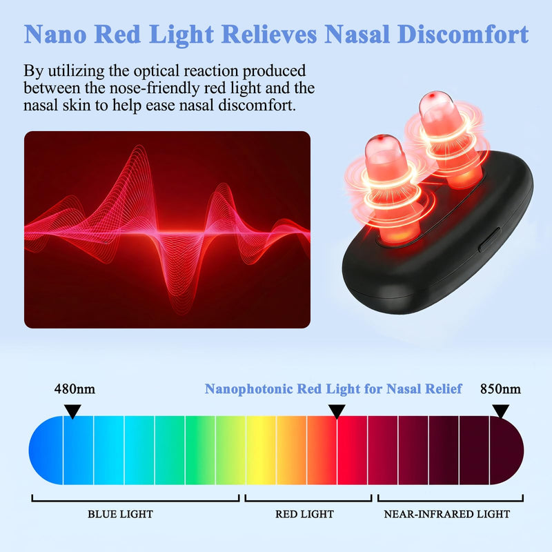 Red Light Nose Care Device, LED Nose Wellness Tool for Daily Nasal Comfort, USB Rechargeable Portable Design with 3 Light Modes & Auto Shut-Off, Black - BeesActive Australia