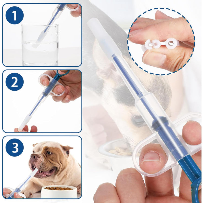 Pack of 3 Medication Feeder for Cats and Dogs, Stress-Free Pill Dispensers for Cats and Small Dogs, Pill Gun Assist Tool with Pusher for Tablets