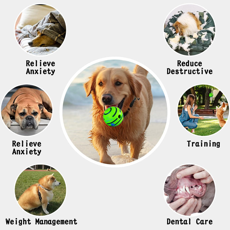HYQ Small Dog Toys Ball, Interactive Dog Toys Ball, Squeaky Dog Toys for Small Medium Large Dogs, Puppy Ball Dog Toys to Keep Them Busy-2.75 inch 2.75 inch Striped Green Ball - BeesActive Australia