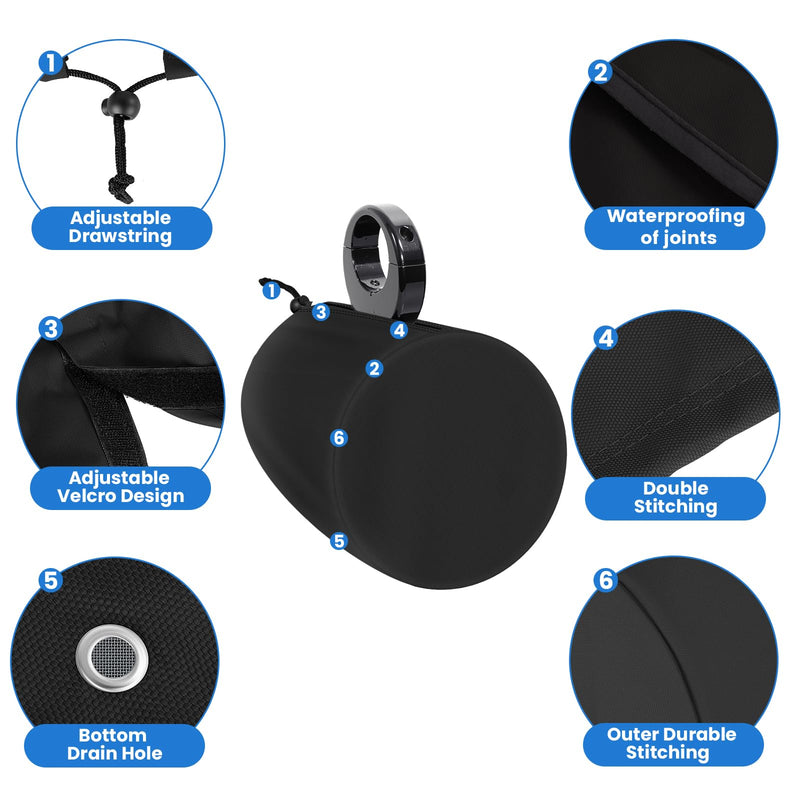 2 Pack Boat Speaker Covers, 900D Waterproof Wakeboard Tower Speaker Cover, Marine Grade UV Resistant Polyester Fabric, 14" H x 14" W x 13" D, Black L:14" H x 14" W x 13" D
