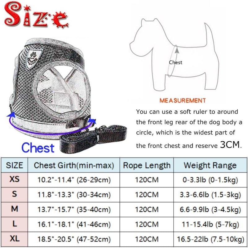 FEimaX Dog Harness and Leash Set for Walking, Soft Mesh Adjustable Easy Control Lightweight Cat Vest Harnesses with Reflective Strips, Escape Proof Small Dogs Cats Vests (Grey, X-Small) Grey - BeesActive Australia