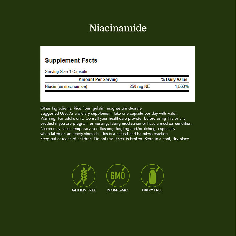 Swanson Niacinamide Vitamin B3 Supplement, 250 mg, 250 Capsules | For Heart-Health-Conscious Adults, Versatile Vitamin B3 Supporting Joint Health, Heart Health, and Carbohydrate Metabolism 250 Count (Pack of 1)