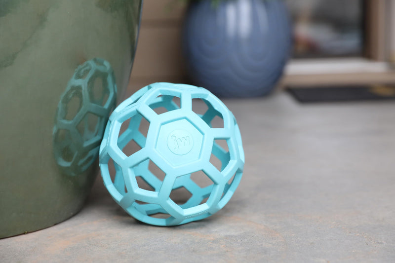 JW Pet HOL-ee Roller™, Dog Toy Puzzle Ball, Natural Rubber, Large (5.5” Inch Diameter), Blue - BeesActive Australia