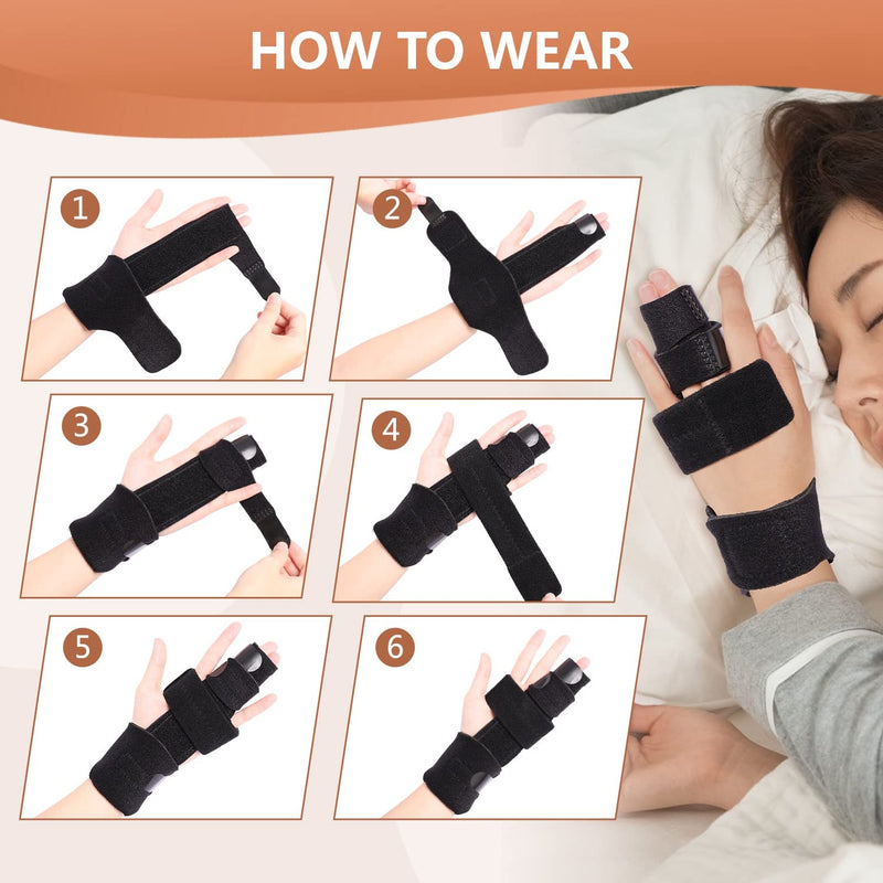 2 Finger Splint, Adjustable Finger Brace, Finger Metal Support for Broken Fingers, Mallet Finger Splints, Trigger Finger Straightener, Arthritis, Pain Relief, Injury, Fracture, Sprains(S/M) S/M