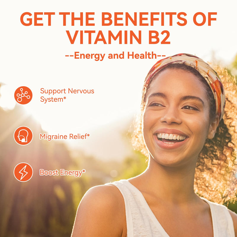 Vitamin B2 Gummies - Riboflavin 400mg with Magnesium for Adults -120 Gummy | B2 Gummies for Migraine Relief* & Nervous System Support* - Vegan Chewable Gummies (60 Day Supply) 60 Count (Pack of 2)