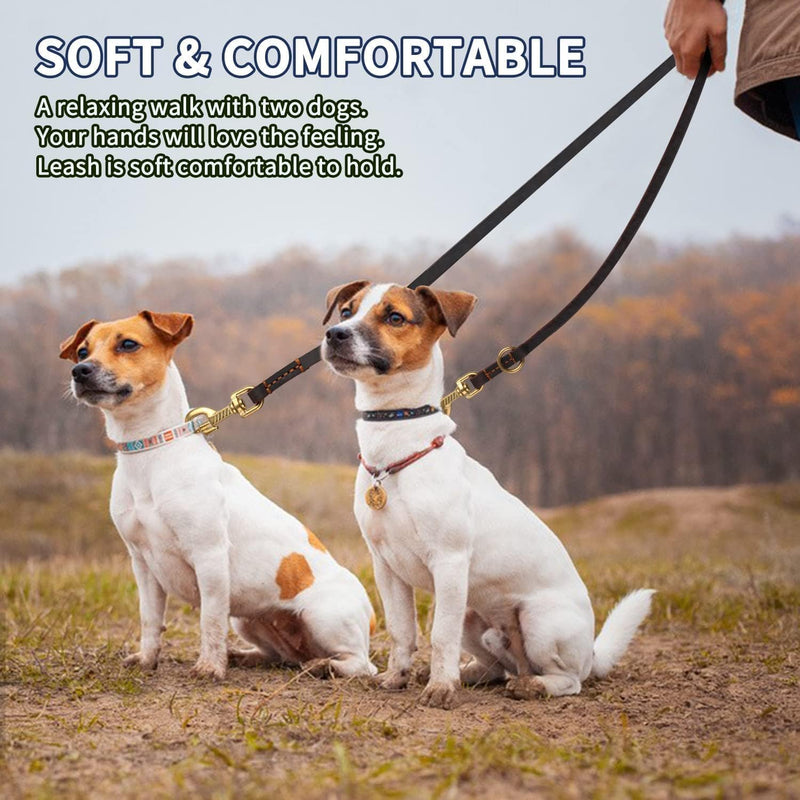 LWBMG Multi Function Leather Dog Leash 8ft Genuine Leather Leash for Dogs Hands Free Pet Leashes Double Ended Pet Training Leashes for Small Medium Large Dogs 8ft x 1/2inch Brown - BeesActive Australia