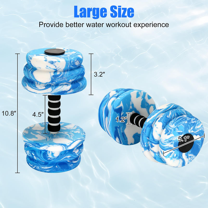 Aquatic Exercise Dumbbells, Water Dumbbells, 2PCS Foam Barbells for Men Women Water Workouts Blue+White