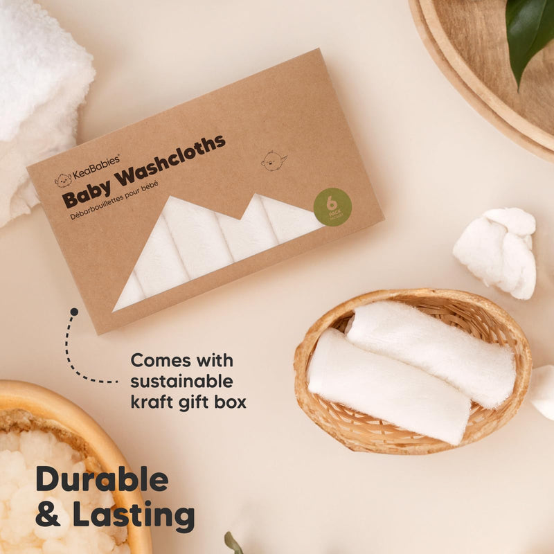 6-Pack Baby Washcloths - Soft Viscose Derived from Bamboo Washcloth, Baby Wash Cloths, Baby Wash Cloth for Newborn, Kids, Bath Baby Towels, Face Towel, Face Cloths for Washing Face(White) White - BeesActive Australia
