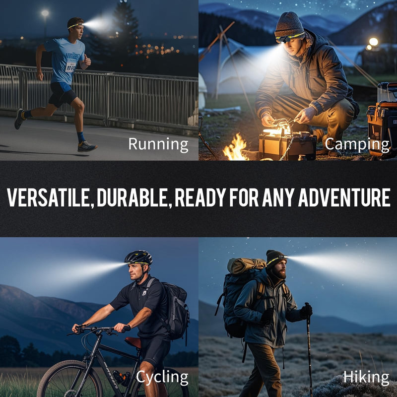 UTLKVOS Rechargeable Camping Headlamp with Red Light,Ultra Bright 1420 High Lumen Head Flashlight,IPx66 Waterproof,10 Lighting Modes, Lightweight Comfortable Headlamp for Hiking,Running,Hunting 1420 Lumens(White+Red)