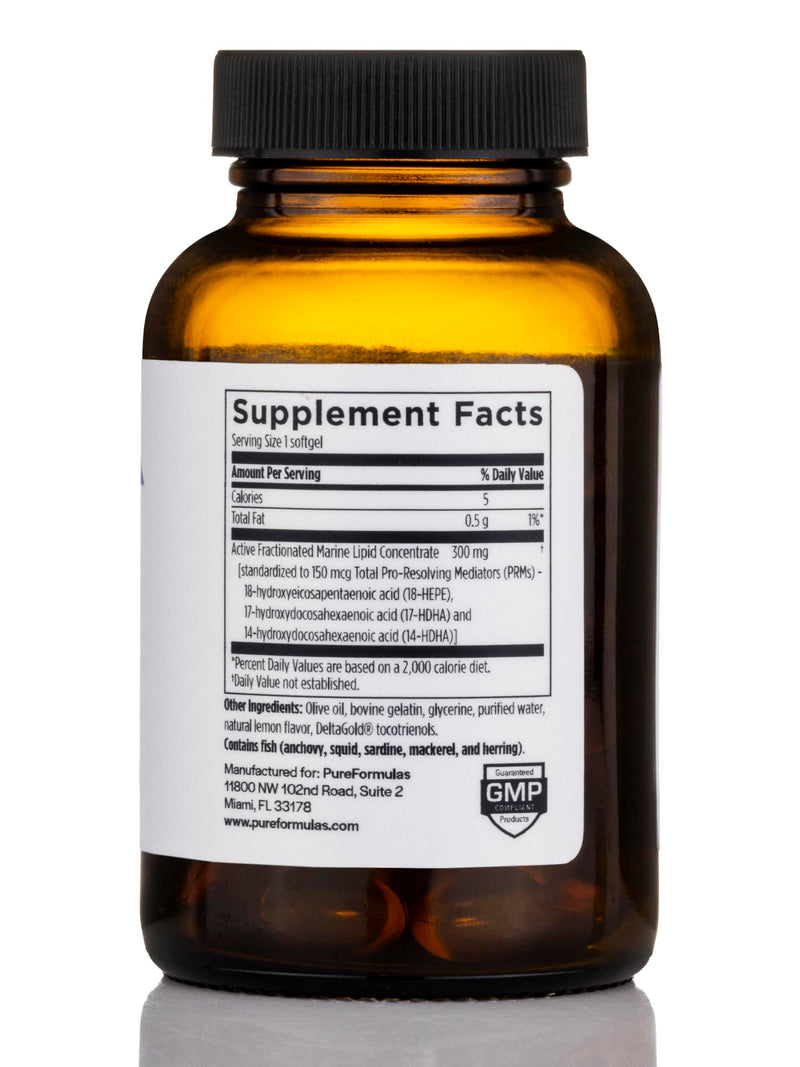 PureFormulas SPM Vital - 3 Active Specialized Pro-Resolving Mediators for Tissue Health & Minor Discomfort from SPM Fish Oil - Omega 3 Fatty Acids Supplement, Non-GMO 60 Softgels