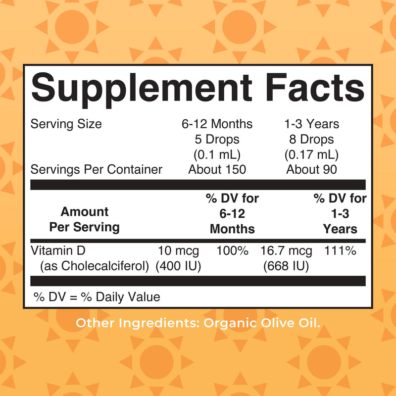 MARYRUTH'S USDA Organic Vitamin D3 Drops, Vegan, Sugar Free | Immune Support, Gluten Free, Non-GMO, 90-150 Servings Infant & Toddler
