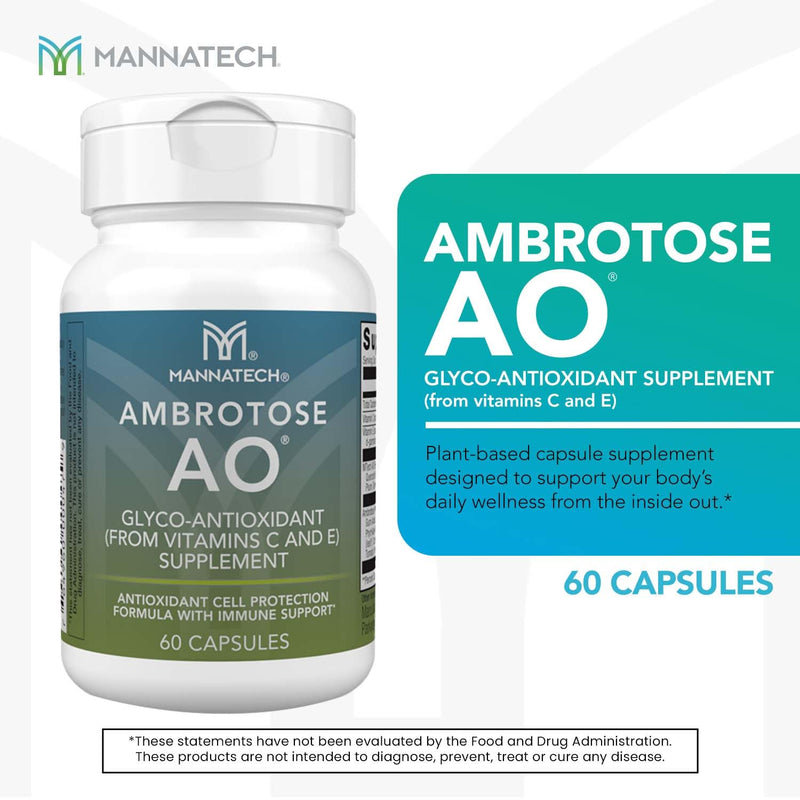 Mannatech - Ambrotose AO® - 60 Capsules | Contains Vitamins C and E, Glyconutrients, Plant-Based Blend, Gluten-Free, Dairy-Free, Vegetarian-Friendly Formula