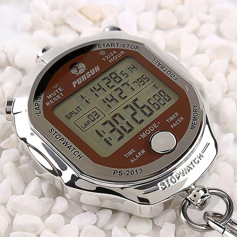 Stopwatch Timer, Digital Stop Watch with 0.01second & 0.001second Timing, Metal 10/100/400 Laps Memory, Rolilink Large dispaly Alarm Clock for Coach Sports Running Marathon 100 Lap-metal