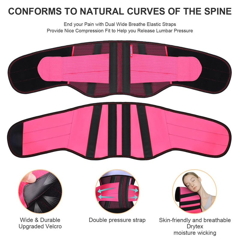 2.0 Version Lower Back Brace for Pain Relief, Back Brace for women Lifting at Work, Back Brace for Herniated Disc and Sciatica, Back Support Belt for Women (Red,S/M Fits 26"-32"Belly Waist) Red Small/Medium (Pack of 1) - BeesActive Australia