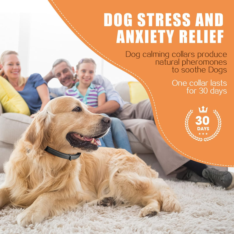 Dog Calming Collar Helps Reduce Unwanted Behavior, 6 Packs Calming Collar for Dogs, Stress Relief Lasts 120 Days 25 Inches Size Flexible Adjustable Collar for Puppy & Adult Dogs, Black