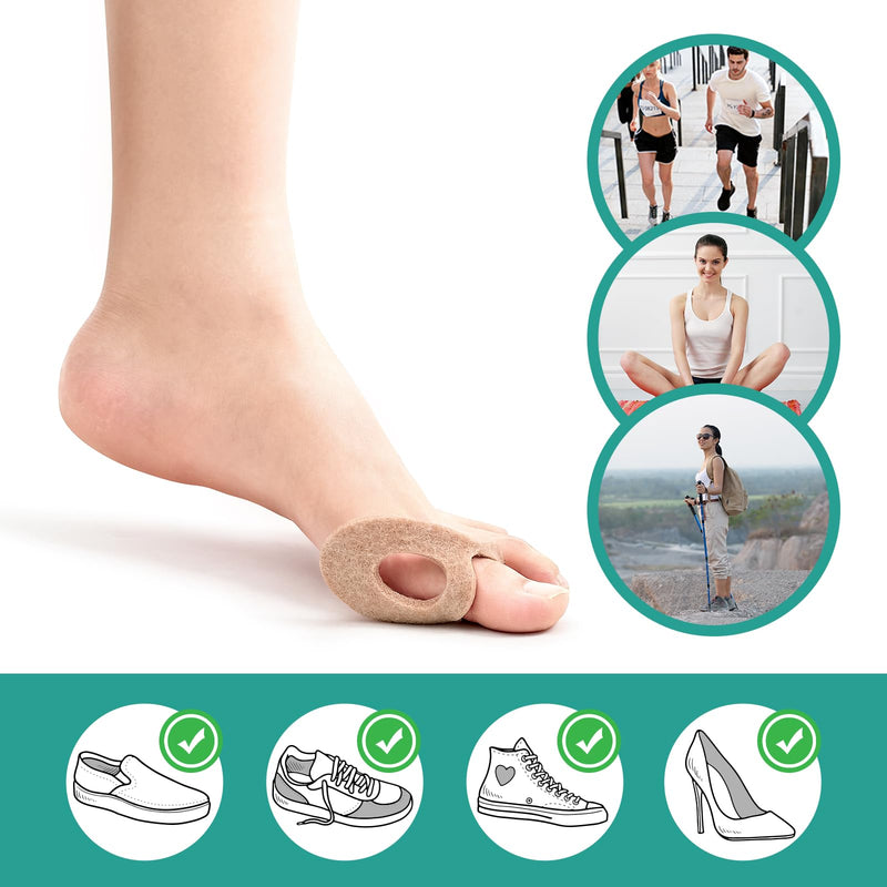 Welnove Bunion Pain Relief Pads, Removable Bunion Pads for Men and Women, Corn Pads for Toes, Metatarsal Cushion, Alleviates Shoe Friction to Wear with Shoes - 12 Count Beige