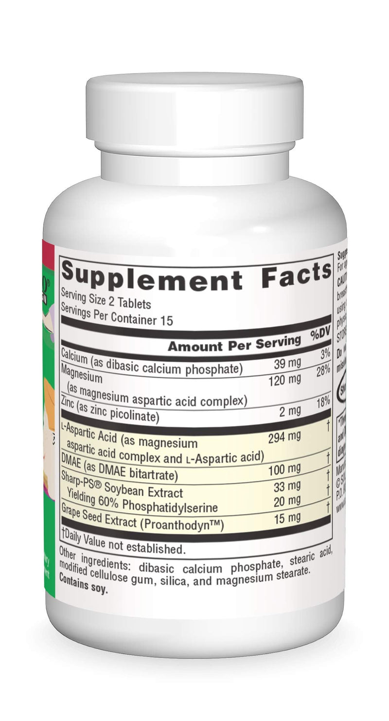 Source Naturals Attentive Child - Healthy Cognitive Nutrients for Active Children - Improved Focus & Attention with DMAE, Magnesium, Zinc & Grape Seed Extract - 30 Tablets 1